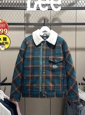 Lee冬季毛领格子羽绒服休闲外套夹克羊毛LMT006324201736-A03037