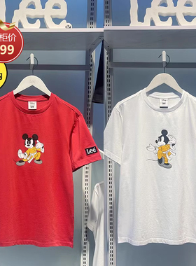 Lee夏男红色T恤卡通印花棉打底衫LMT0050813RX00F-A02842-K14000