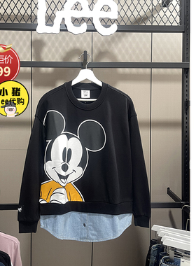 Lee女迪士尼假两件牛仔拼接圆领卫衣卡通LWT0053083RV00F-K11000