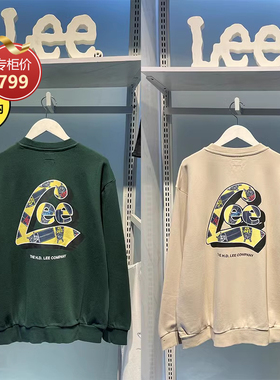 Lee春印花圆领套头绿卫衣个性外套LMT003711101228-97W000-A01736