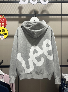 Lee海外设计加绒连帽休闲大LOGO卫衣外套LMT007030203830-A05470