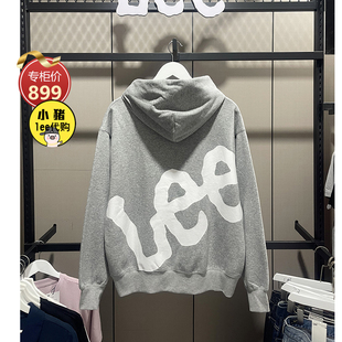 Lee海外设计加绒连帽休闲大LOGO卫衣外套LMT007030203830 A05470