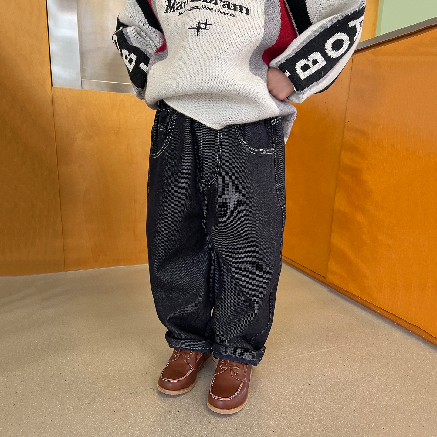 男童加绒牛仔裤2025冬装新款儿童韩版原牛一体绒长裤男孩加厚裤子