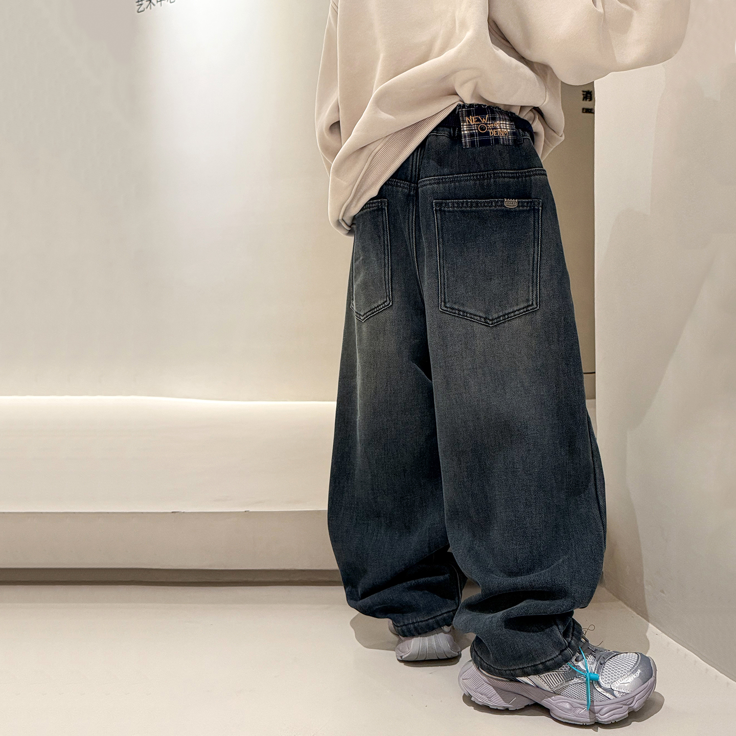 大E小e童装儿童加绒牛仔裤2025冬装新款男童韩版加厚长裤子66615