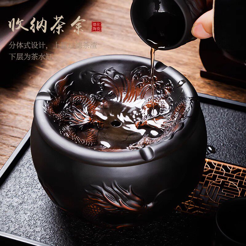 紫陶茶渣缸大容量茶洗