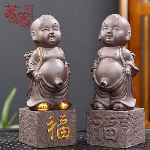 紫砂禅意摆件小孩装饰童子茶漏