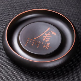 紫砂壶承杯垫刻字茶托功夫茶具配件隔热壶托陶瓷底座家用圆形定