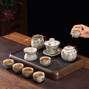家用待客主人杯中式 汝窑开片品茗茶杯套装 陶瓷喝茶杯茶盏功夫茶具