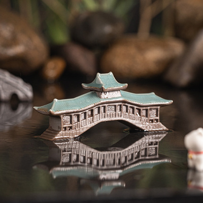 鱼缸装饰品廊桥沙盘造景古风建筑
