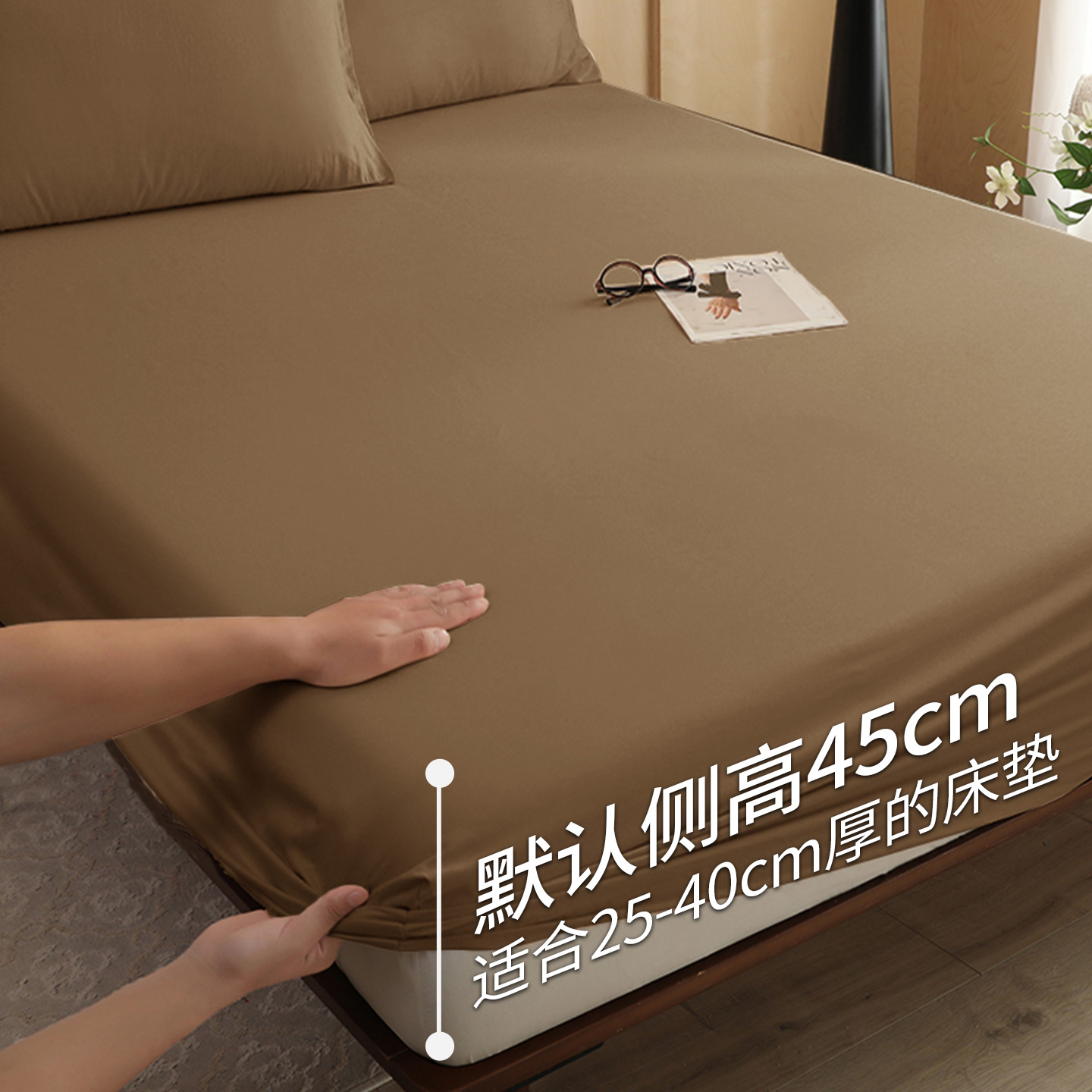 全棉床笠白灰蓝加厚加高席梦思床垫保护套纯棉1.8/2.2m高防滑床罩