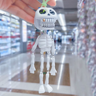 拉线骷髅挂件头人玩具骨架可动人偶小抽绳拉绳玩偶骨头顺着线移动
