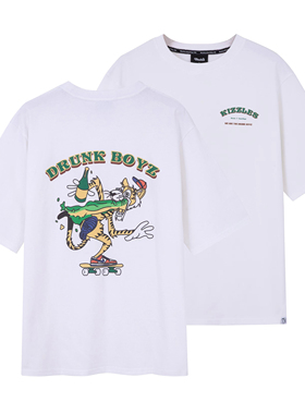 DunkBoyz x Kizzles联名DrunkBoyz圆领宽松纯棉滑板嘻哈短袖TEE恤
