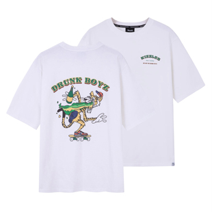 TEE恤 Kizzles联名DrunkBoyz圆领宽松纯棉滑板嘻哈短袖 DunkBoyz