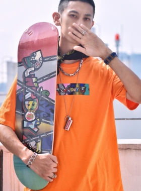 断码特价DUNKBOYZ橙盒OGBoxLogo滑板运动潮流橙色圆领宽松短袖T恤