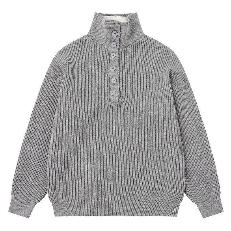 复古港风亨利高领宽松男简约毛衣