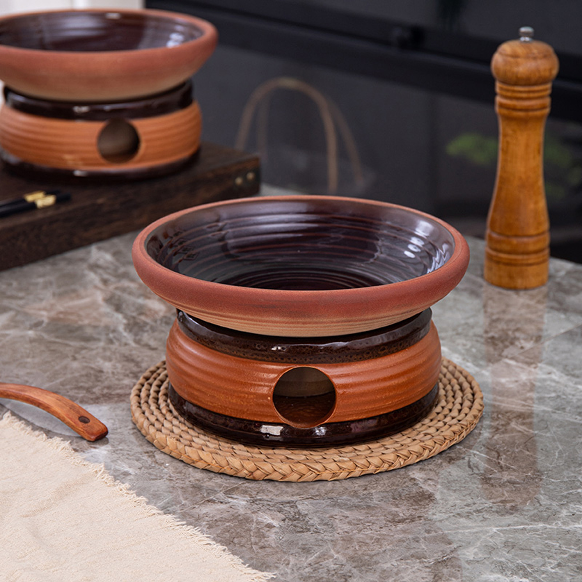 土钵餐具粗陶酒精炉菜盘保温明炉广东小炒湘菜馆专用锅仔砂锅土锅