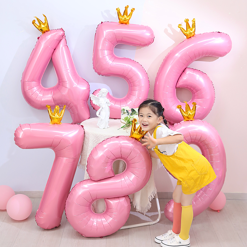 40寸皇冠粉色数字气球