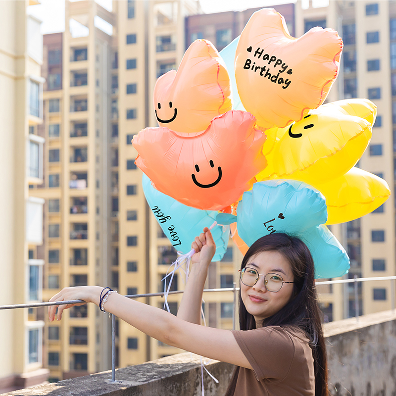 波浪爱心铝膜气球套餐浪漫表白生日派对活动店铺装饰布置道具用品