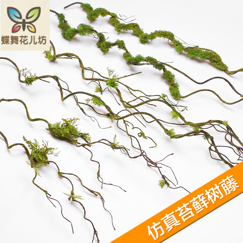 仿真苔藓青苔枯树枝树藤树杈绿植物背景墙弯曲造型造景摆放装饰-封面