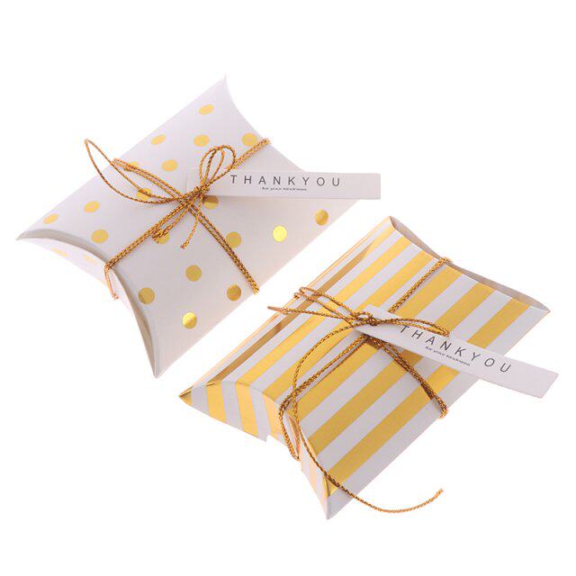 10pcs kraft jewelry candy box pillow shape craft paper weddi