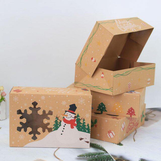 12pcs kraft paper candy boxes merry christmas cookie gift bo