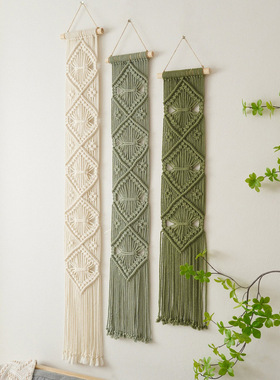 手工编织挂毯壁挂波西米亚墙面装饰绿色挂饰macrame编制民宿玄关