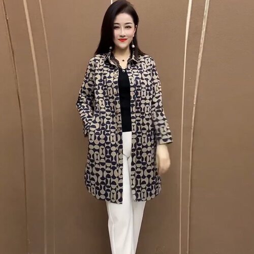 翻领中长款休闲柔软亲肤开衫风衣