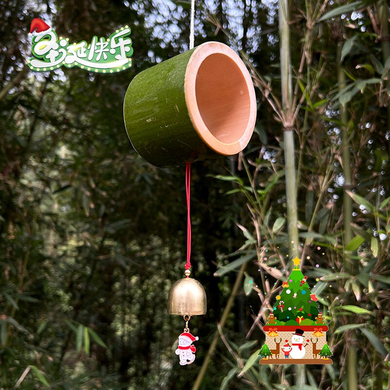 手工DIY装饰造景道具铃铛小玻璃瓶棉线麻线风铃配件竹筒风铃配件