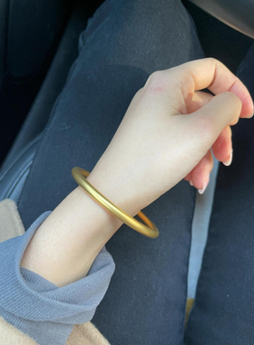 古法黄金传承手镯女素圈闭口手环仿真金包银情侣饰品送礼