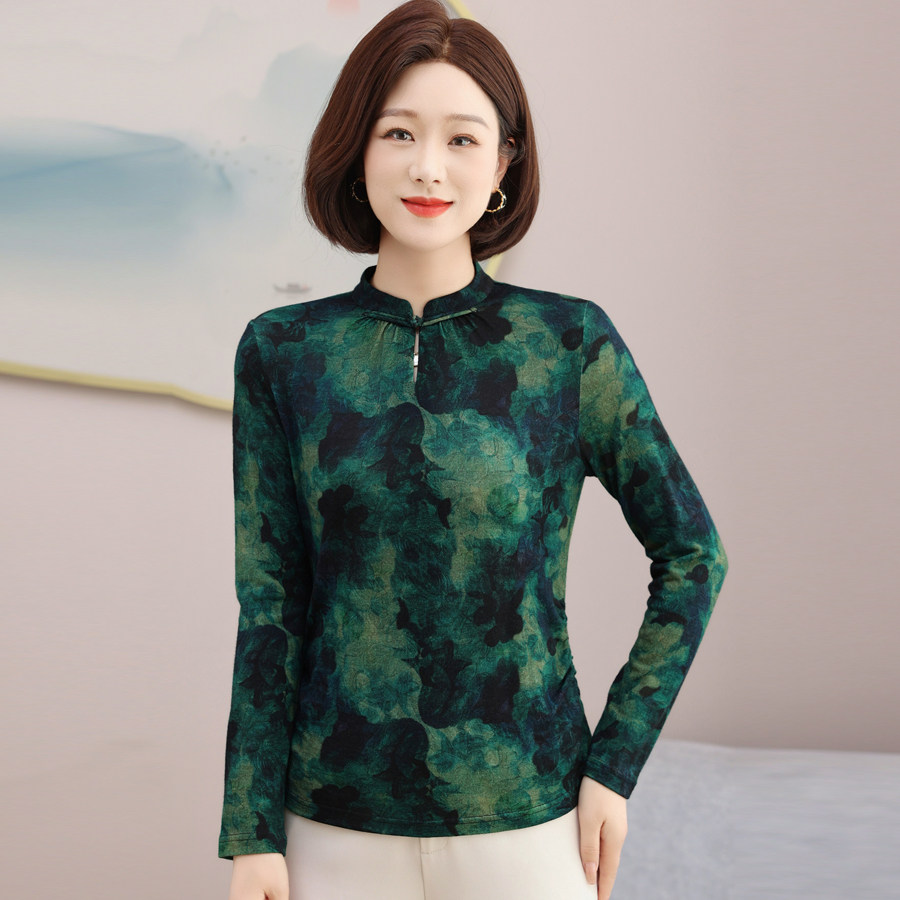 2025秋超细羊毛衬衫女长袖印花