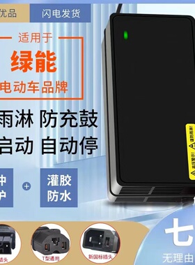 防水款适用绿能电动车铅酸新国标充电器48V20AH 60V20AH 72V20AH