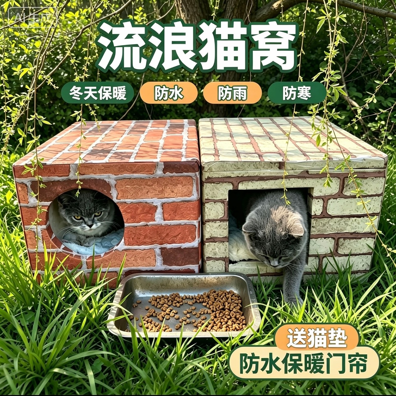 流浪猫窝室外防水防雨保暖泡沫四季通用狗窝户外猫舍猫屋野猫包邮