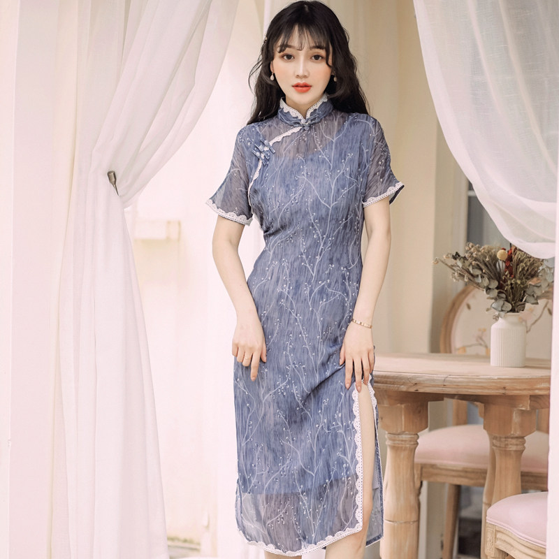 连衣裙2019新款夏日常复古改良旗袍年轻款少女中长款超仙女桔梗裙|msdalam kategori Butik wanita / wanita, perkahwinan/Cheongsam/pakaian, Cheongsam - dari Buy2taobao.com untuk memberikan perkhidmatan ejen Taobao profesional membeli