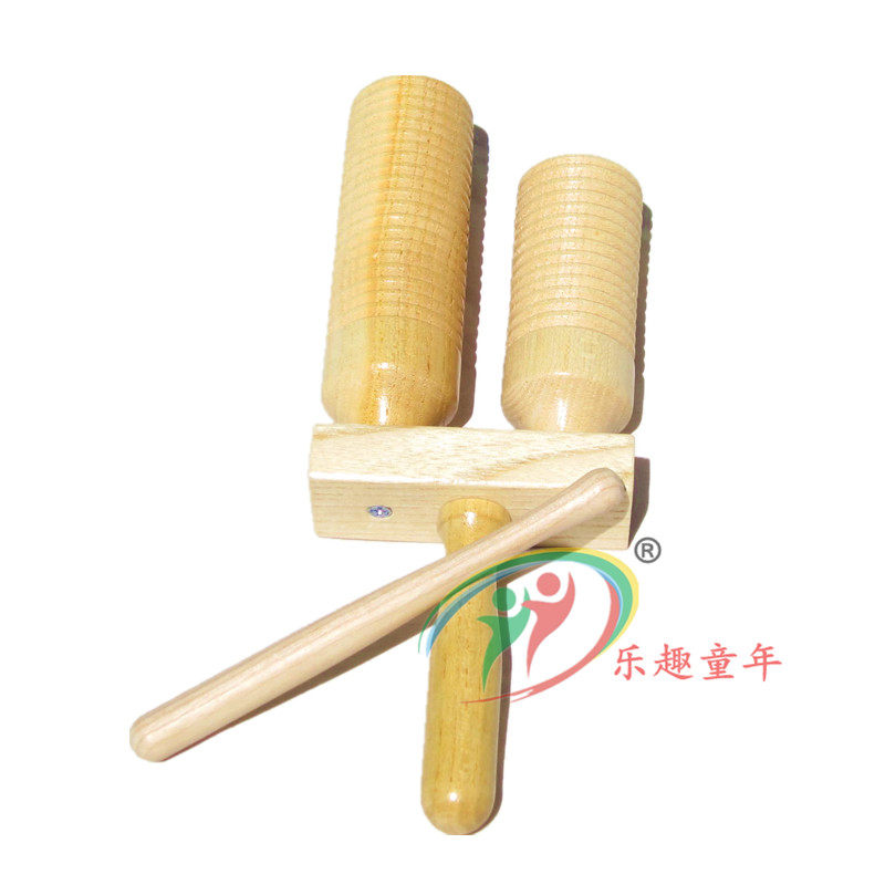 奥尔夫打击乐器 两响梆子 早教 益智 响筒 双响筒 高低梆子木鱼