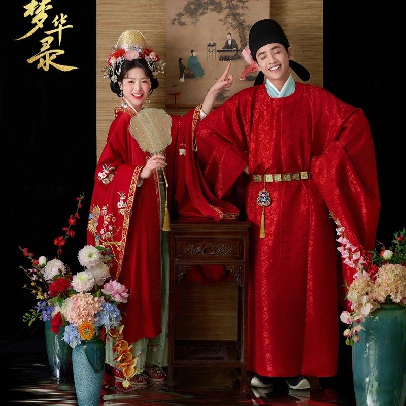新款宋制情侣汉服中式婚服重工