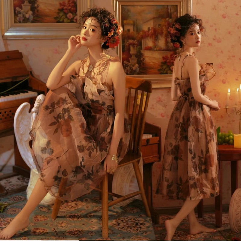 油画风高级感连衣裙个人写真艺术