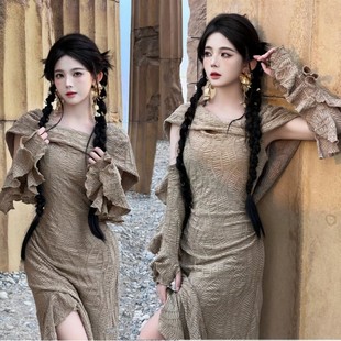 影楼沙丘废土风连衣裙沙漠裙子异域风情辣妹穿搭长裙旅拍写真套装