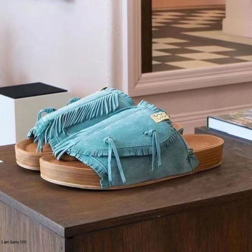 VISVIM  UNCLE GUI CHRISTO SHAMAN-FOLK 流苏皮底拖鞋网红情侣鞋