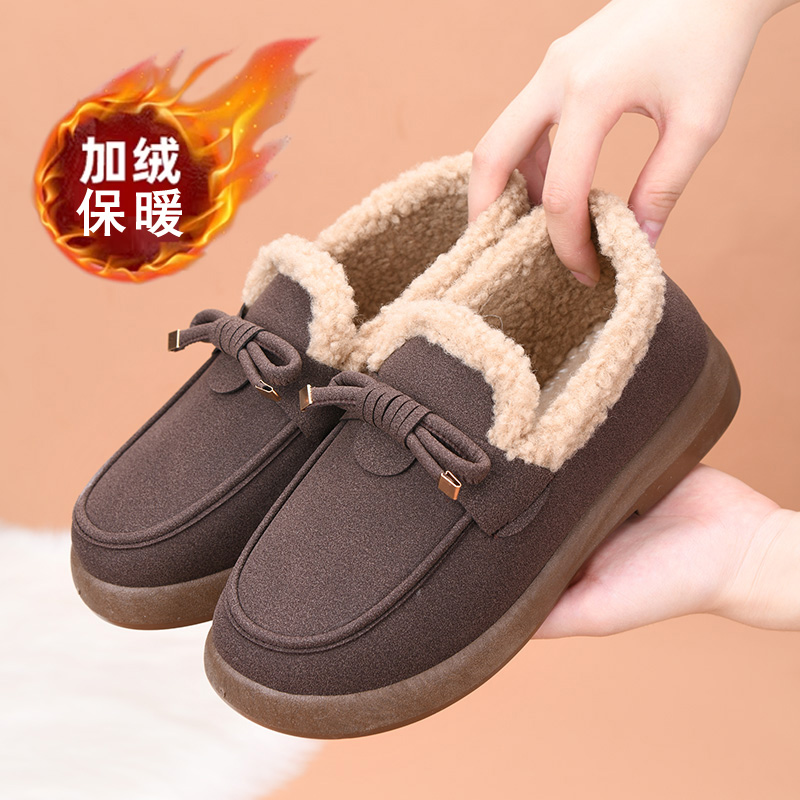老北京棉鞋加绒保暖外穿豆豆鞋