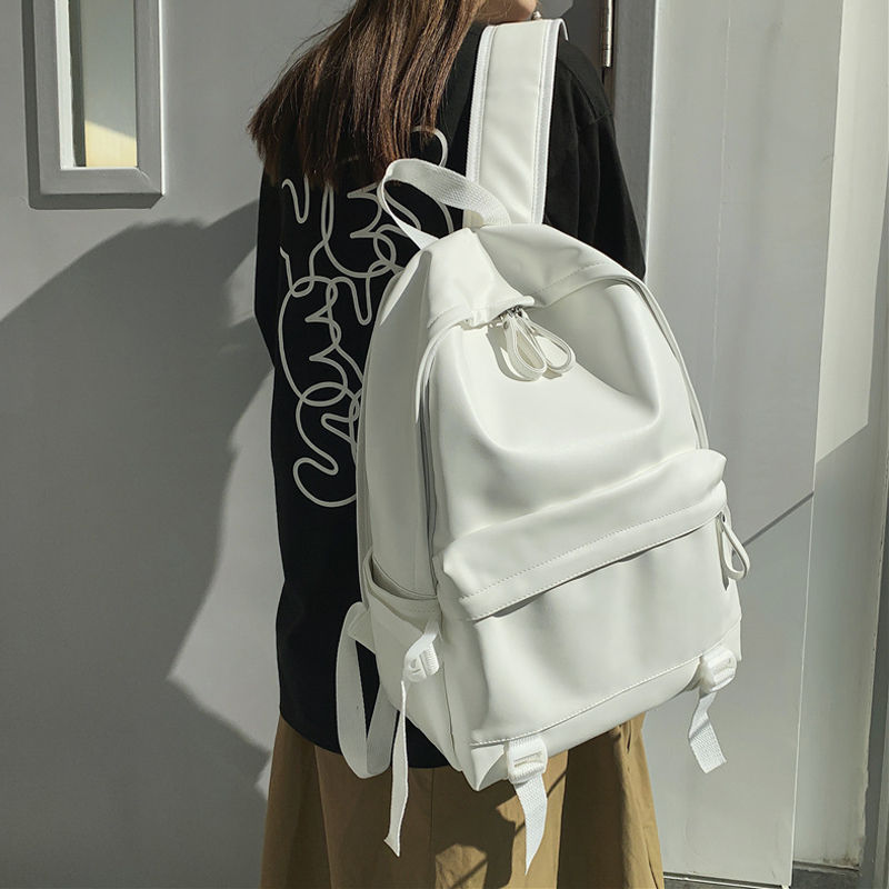2021新款双肩背包女生白色学院风