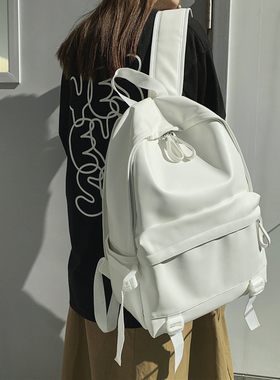 2023新款双肩背包女生书包白色15.6寸电脑大容量学院风韩版时尚潮