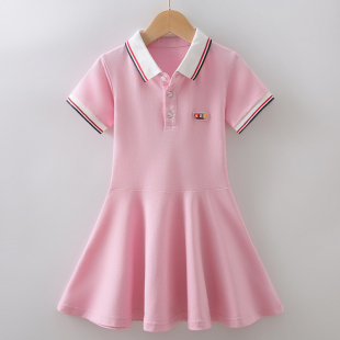 Polo衫 纯棉中大童女孩洋气公主风裙子儿童夏季 连衣裙夏装 女童短袖