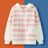 连帽条纹儿童外打底衫 女孩洋气中大童秋季 上衣 童装 女童卫衣春秋款