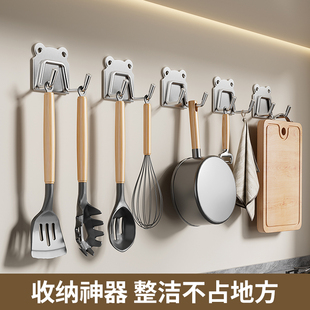 不锈钢挂钩免打孔强力粘胶强承重厨房挂勺子铲子挂架壁挂收纳架子