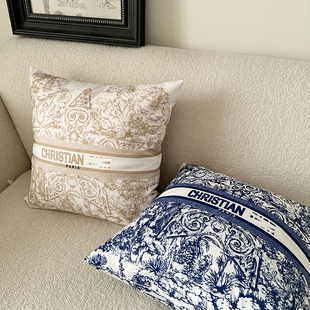 法式 轻奢荷兰绒抱枕现代ins客厅沙发靠垫不含芯床头靠背高级感套