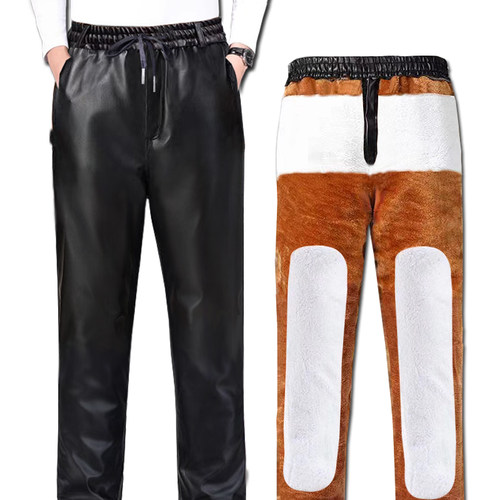 弹力防风防水冬季加绒加厚皮裤