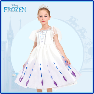 迪士尼正版 冰雪奇缘爱莎公主裙女童艾莎连衣裙儿童生日礼服裙子