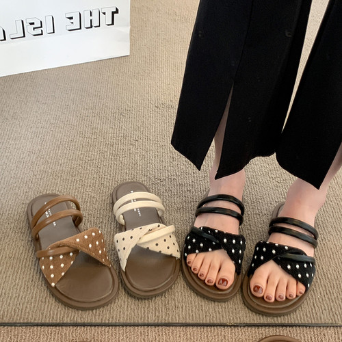 平底波点舒适外穿拖鞋女