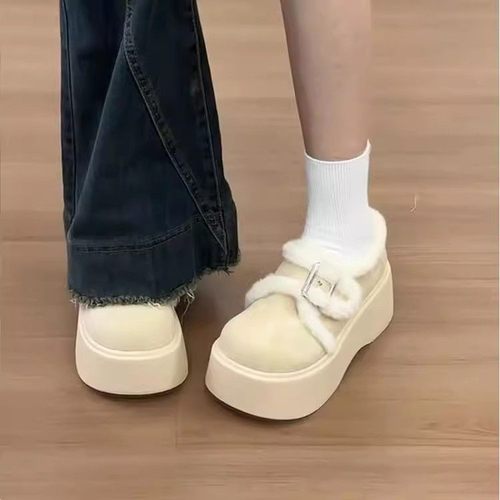 加绒松糕厚底勃肯棉鞋女冬季