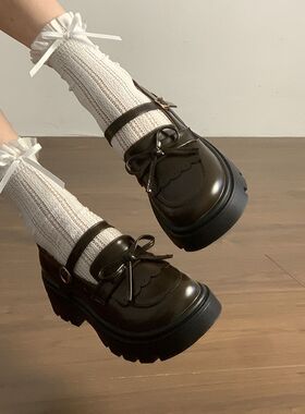 玛丽珍单鞋棕色复古英伦风厚底小皮鞋女2026春季新款日系jk配裙子